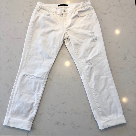 J Brand White Destructed Boyfriend Aidan Jeans - Picture 3 of 8